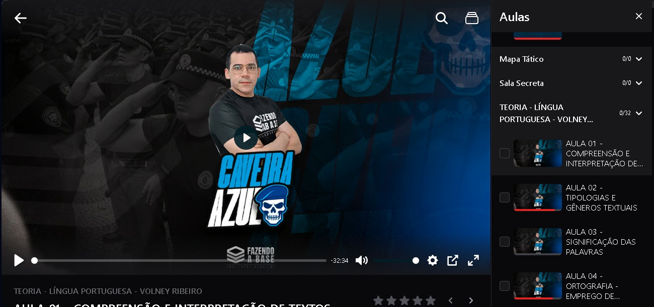 Caveira Azul Video Platform Interface